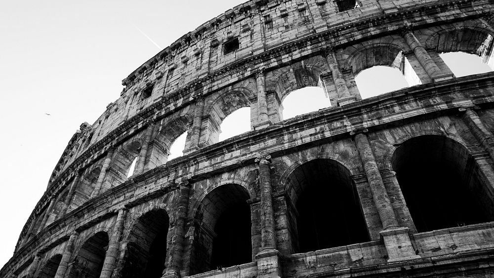 Black and white Colosseum in Rome