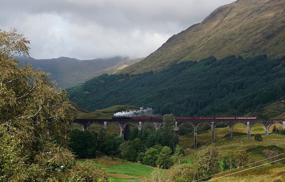 Train on the Glenfinnan Viaduct, Scotland