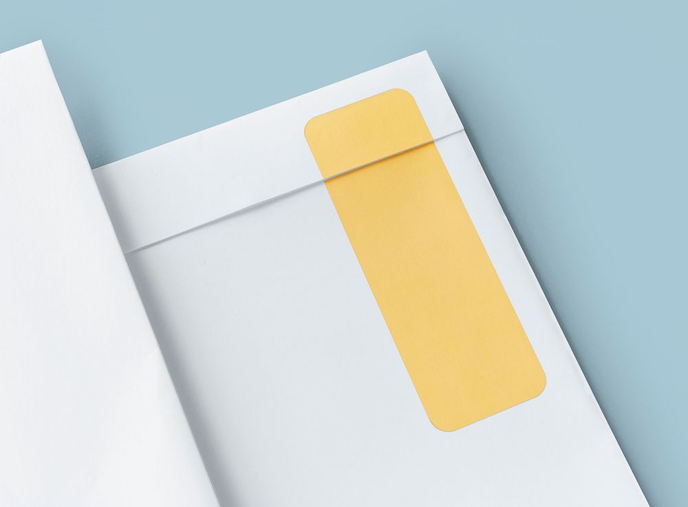 White package mockup with a yellow seal