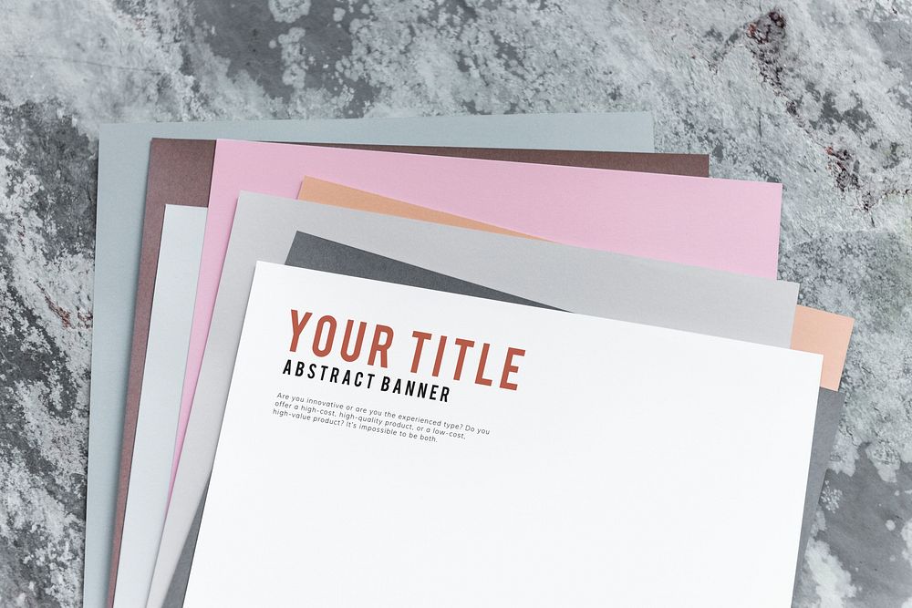 Stack of colorful papers mockup