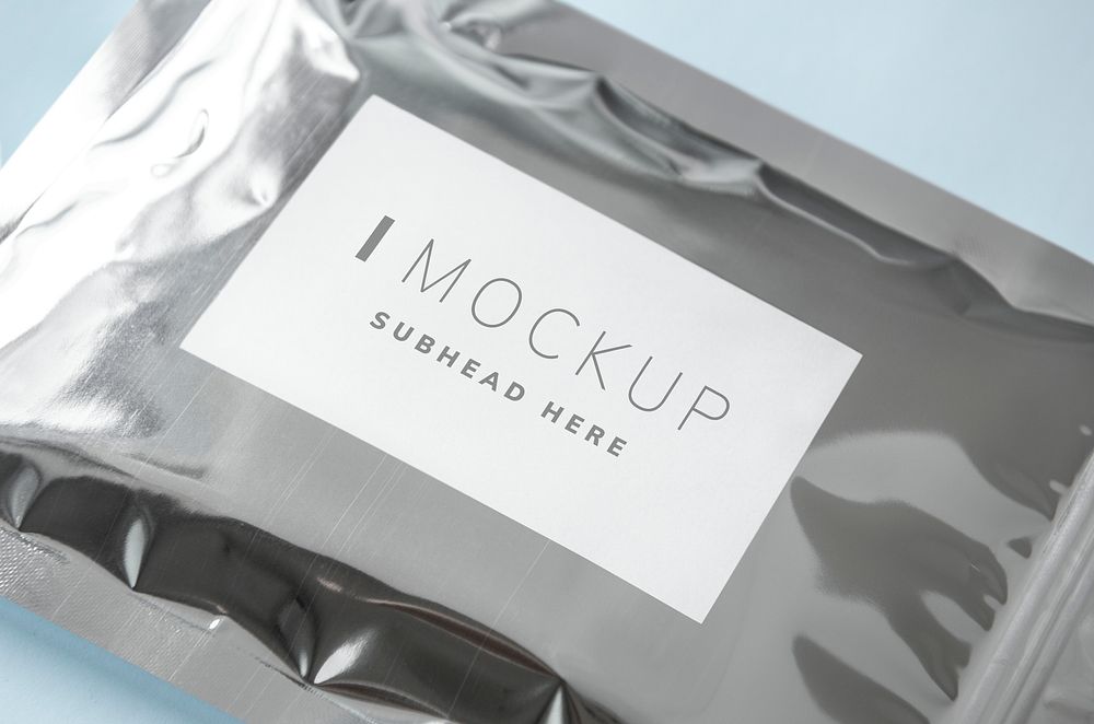 Resealable metallic packaging bag mockup | Premium PSD Mockup - rawpixel