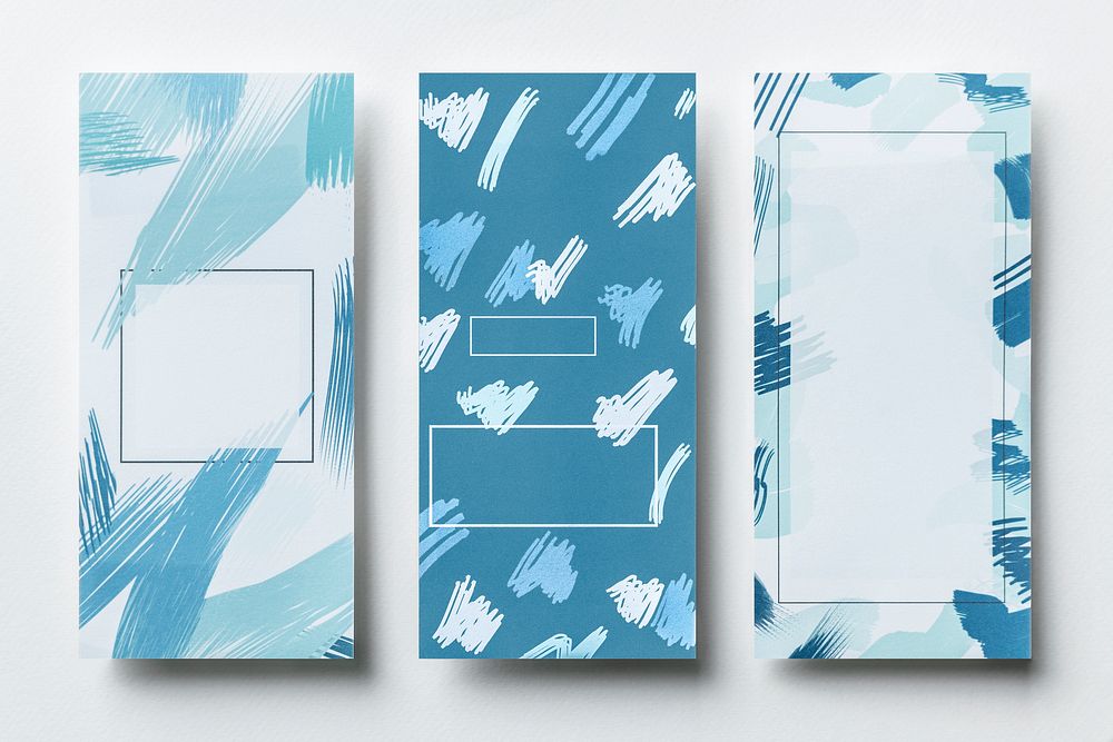 Three blue themed card mockups