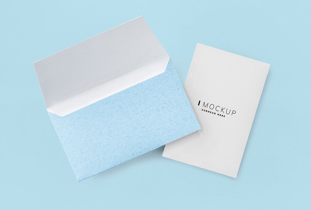 Card with blue envelope mockup