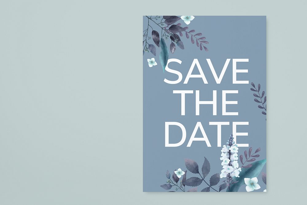 Save the date floral card mockup
