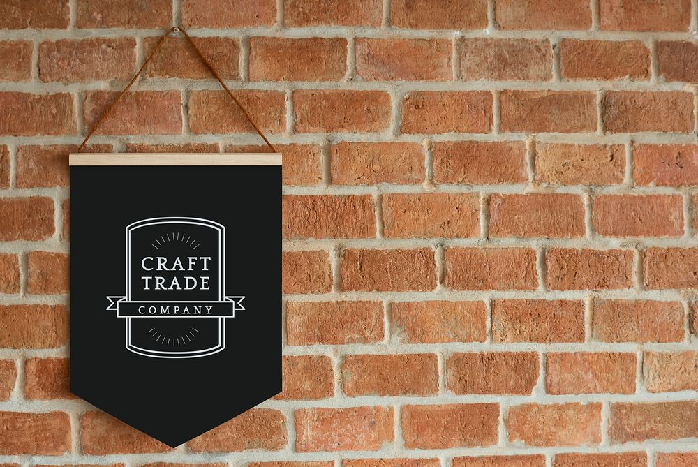 Craft trade company flag mockup