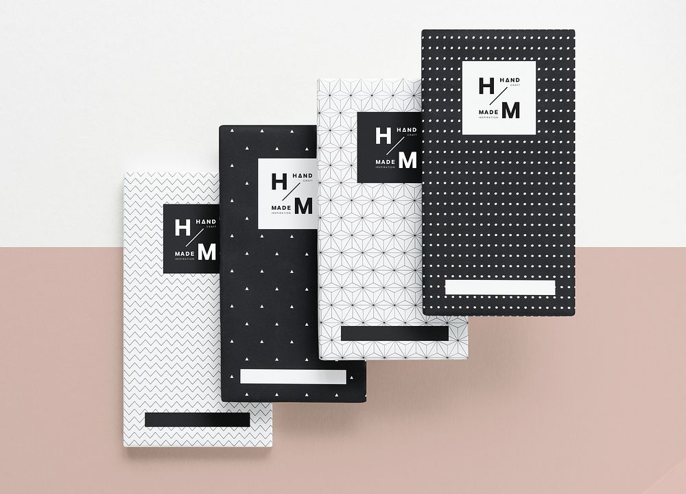 Black and white patterned notebook mockups