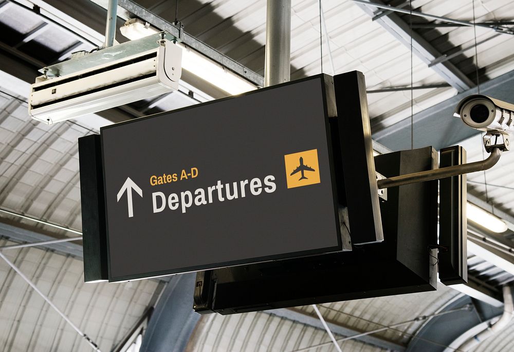 Blank digital billboard at the airport mockup