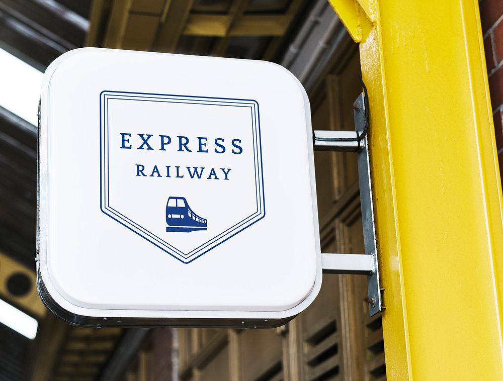Express railway station signage mockup