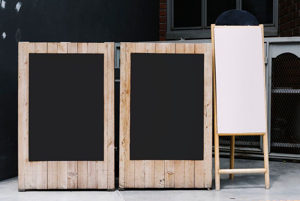 Two blackboards and a flip chart mockup