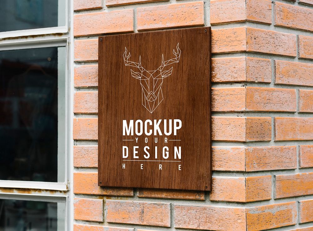 Hipster shop sign mockup with an elk motif