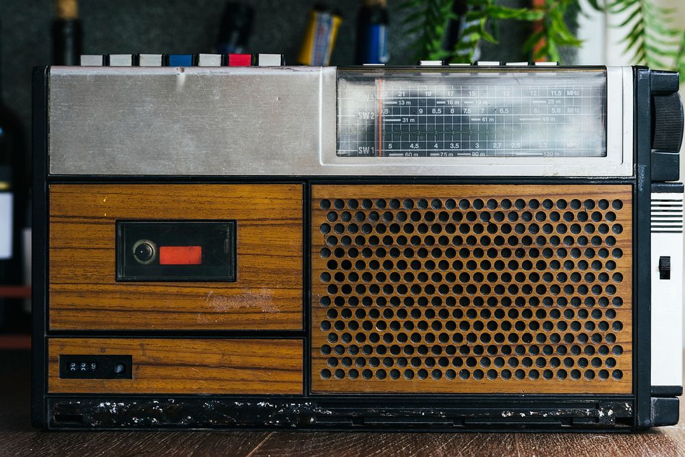 Old school vintage wooden radio