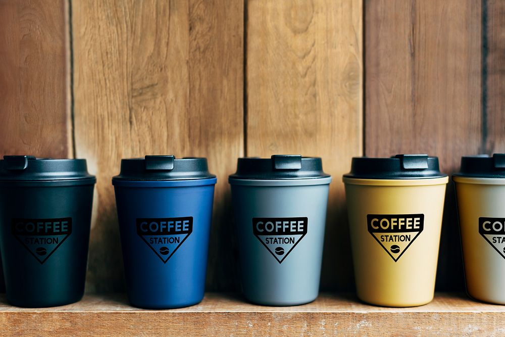 Choice of reusable coffee mug mockups