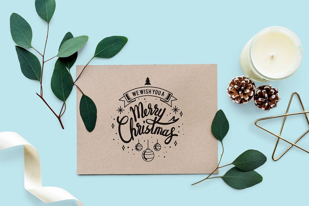We wish you a Merry Christmas card mockup