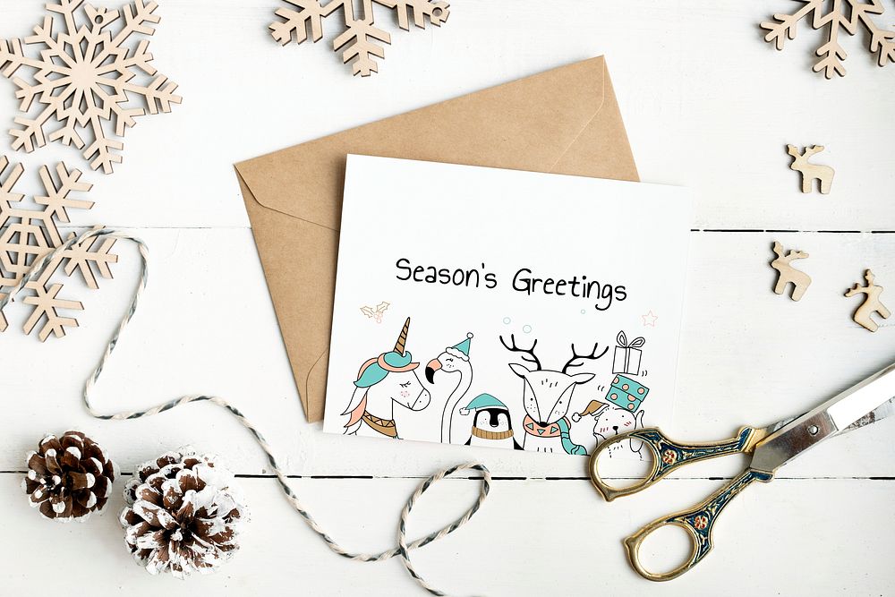 Cute Seasons Greetings card mockup