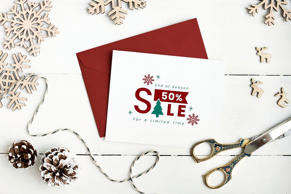 50% Christmas sale sign mockup