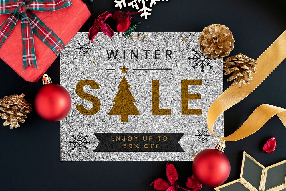Half price winter sale sign mockup
