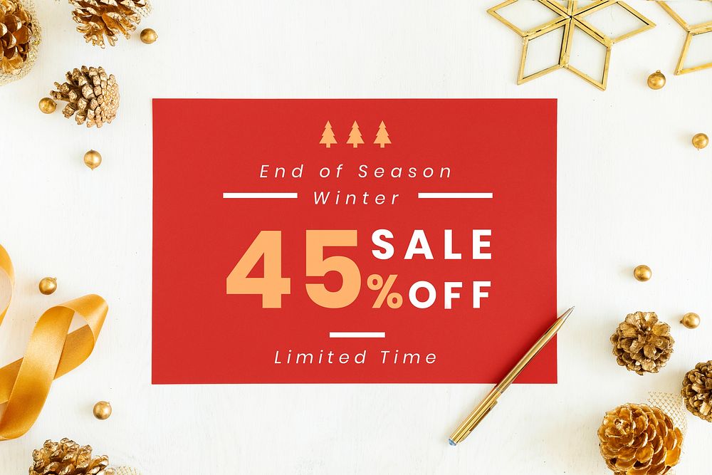 45% Christmas sale sign mockup