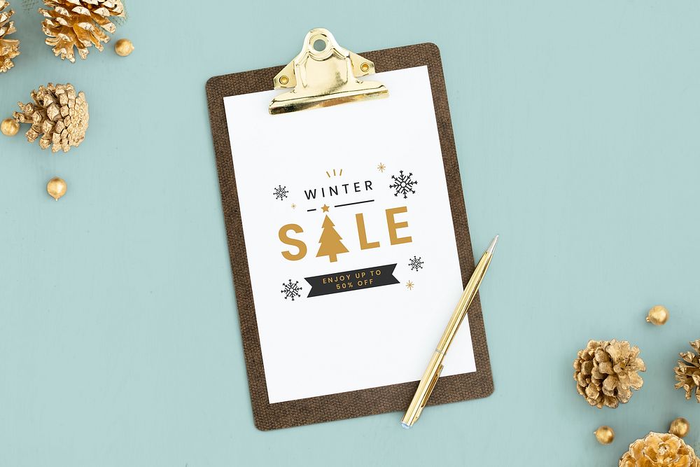 Winter and Christmas sale sign mockup