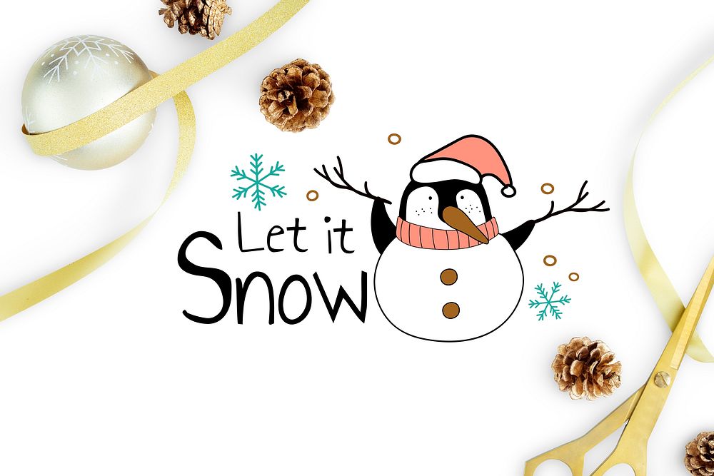 Let is snow Christmas penguin card mockup