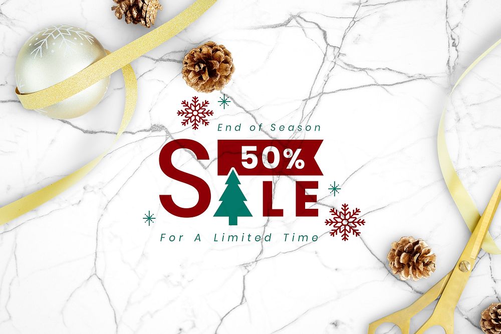 50% Christmas sale sign mockup