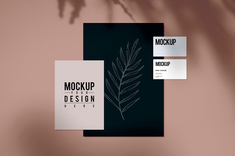 Leaves corporate materials mockup set psd