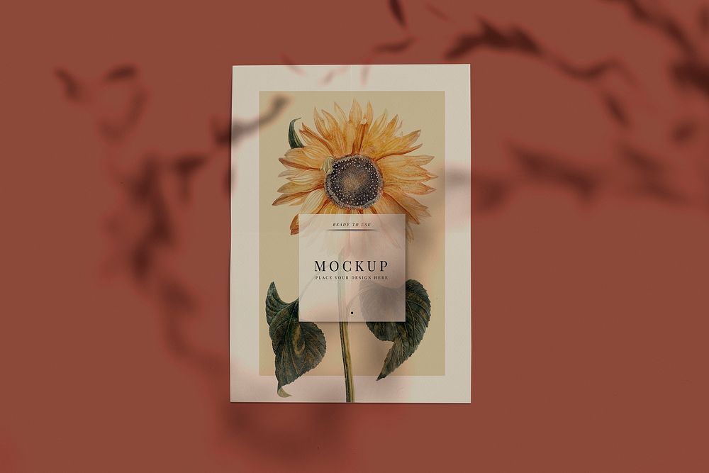 Ready to use sunflower poster mockup psd