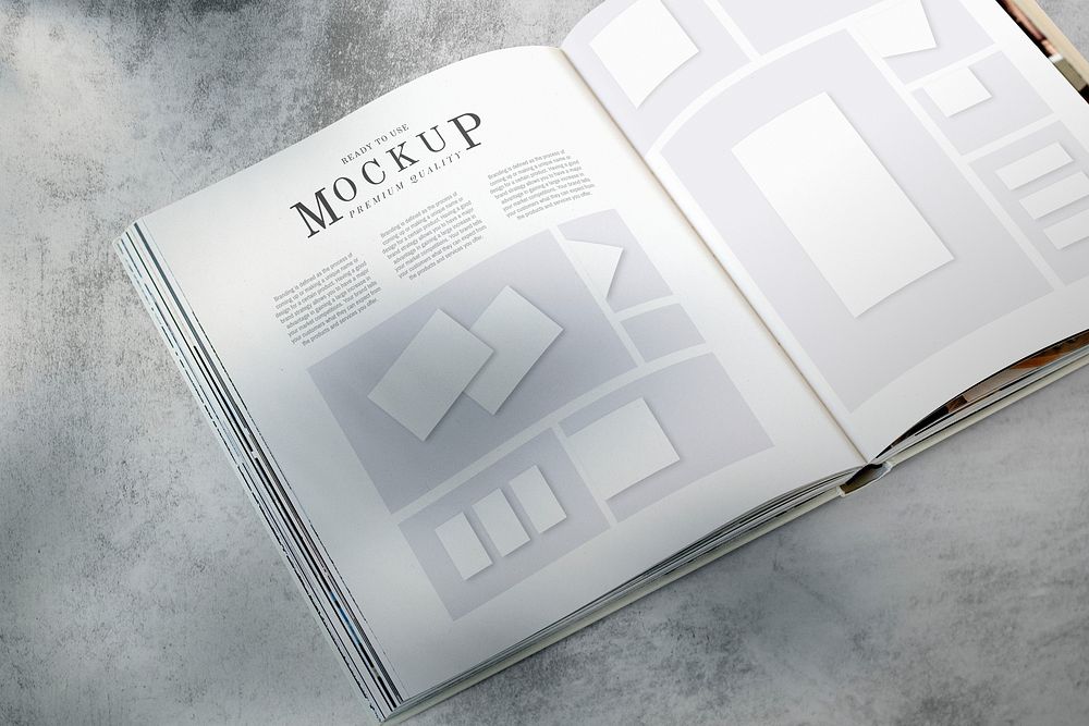 Magazine layout mockup on the floor psd