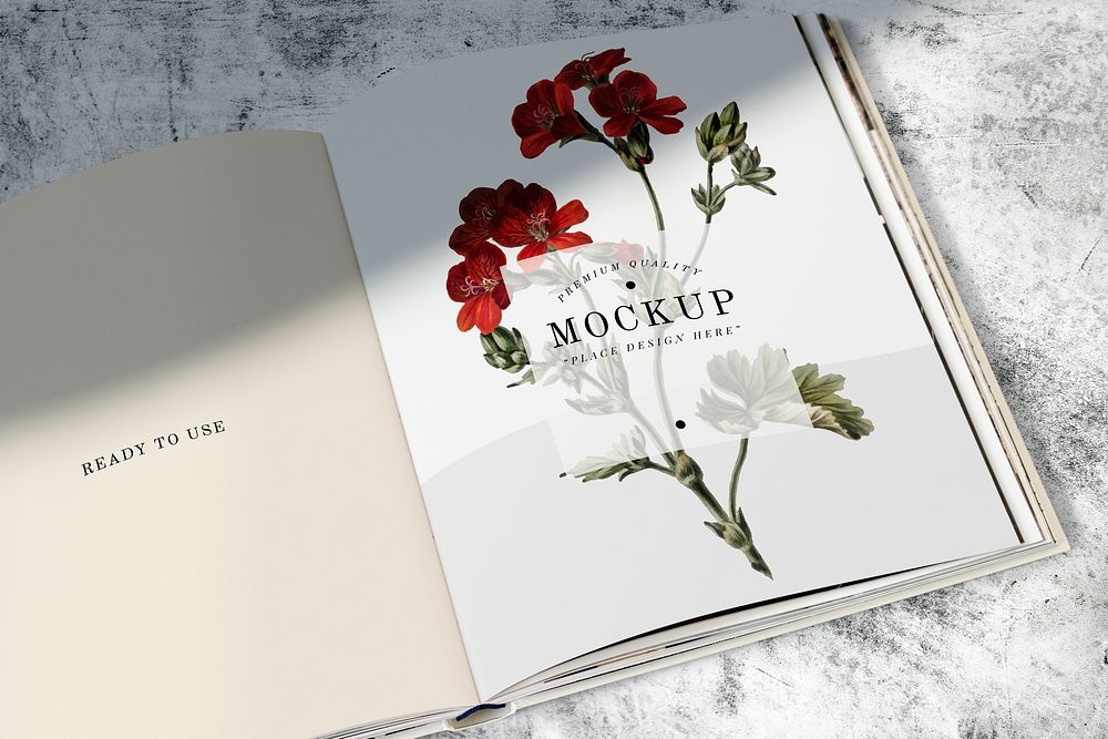 Floral magazine mockup with blank space psd