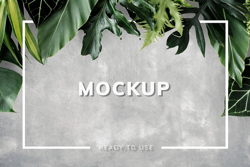 Tropical foliage design frame mockup psd