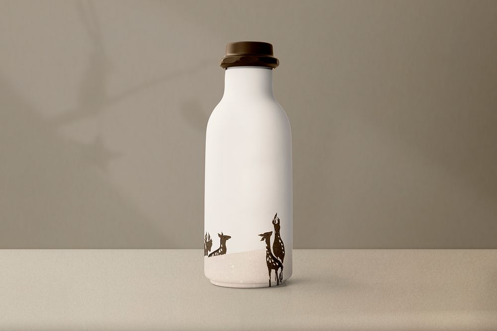 Milk bottle mockup, product packaging for dairy business psd