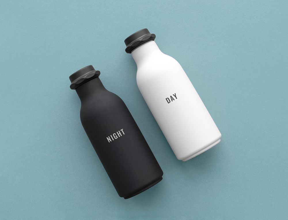 Minimal reusable water bottle mockup design