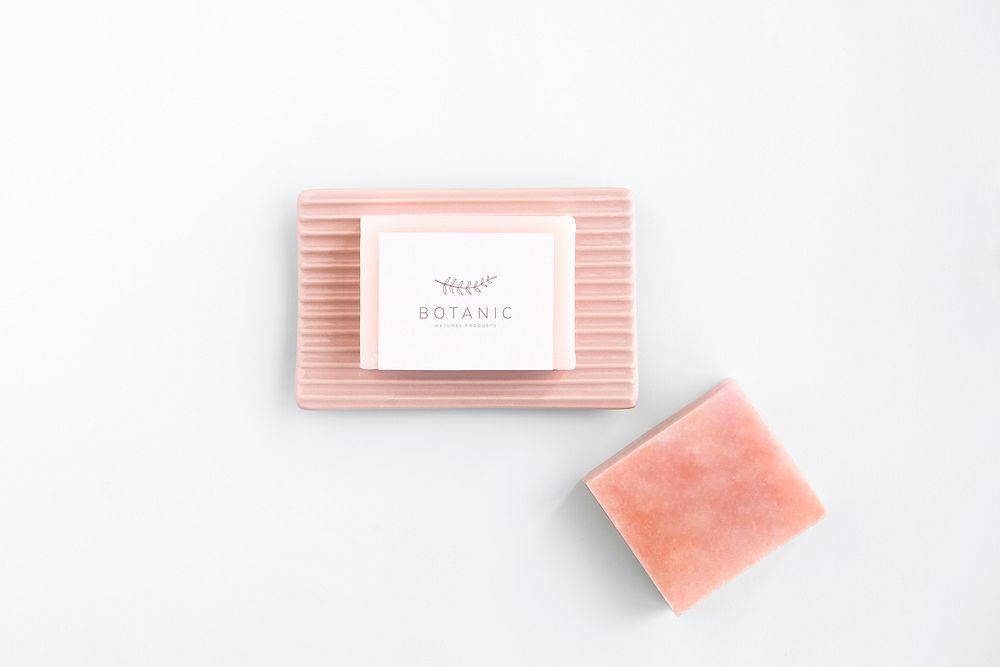 Organic soap bar with label mockup design