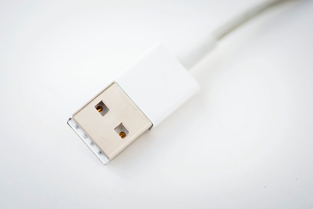 Closeup of mobile charger wire