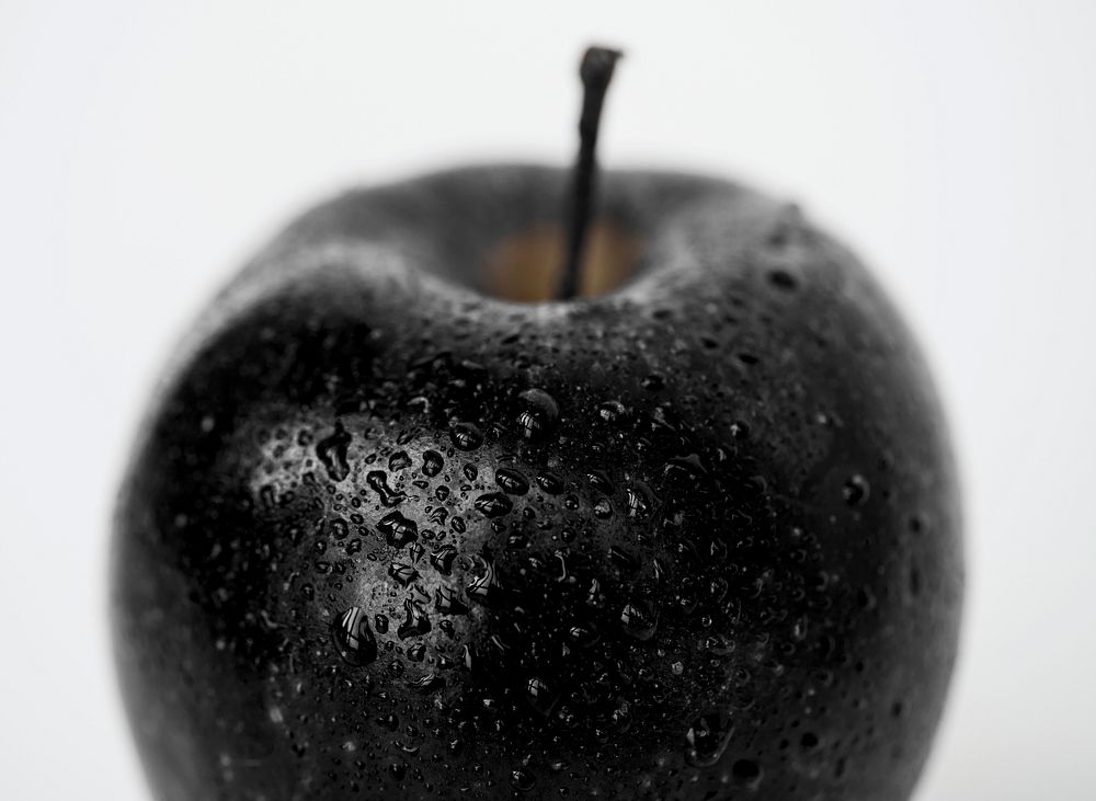 Macro shot of apple isolated on white background