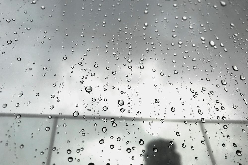 Raindrops on an office window