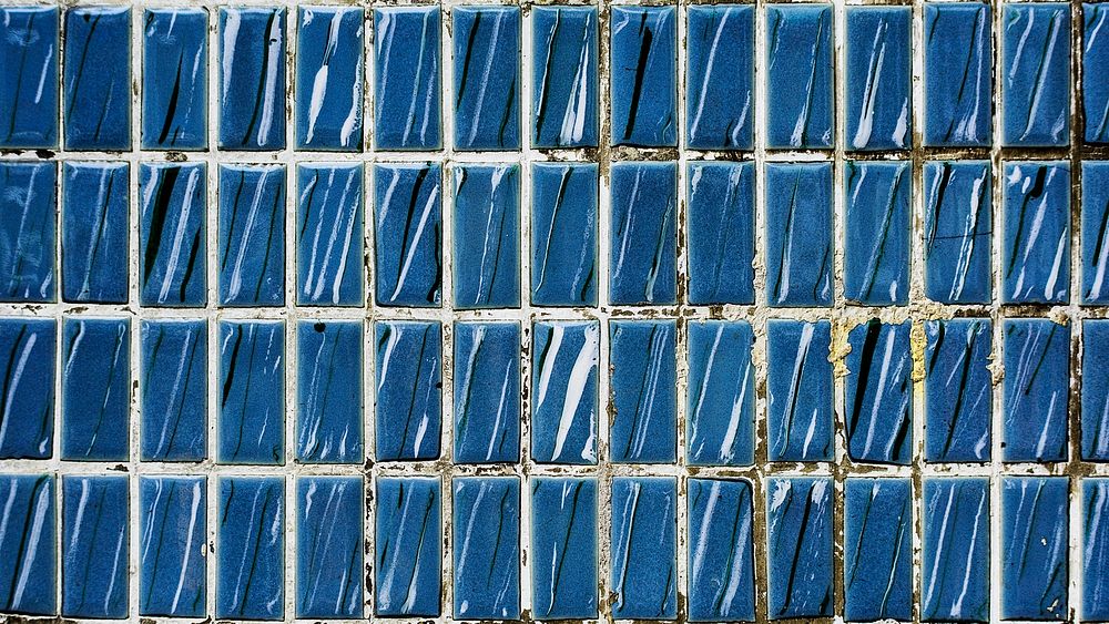 Vintage blue marble tiles patterned background