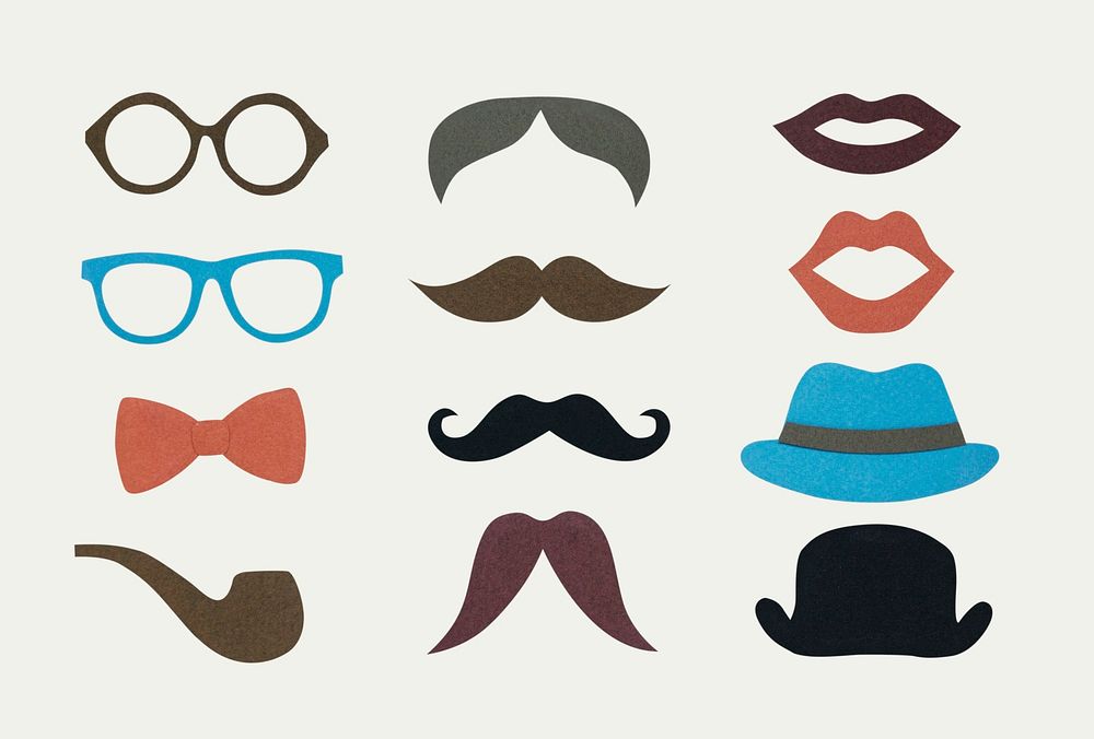Men hipster icon collection set graphic