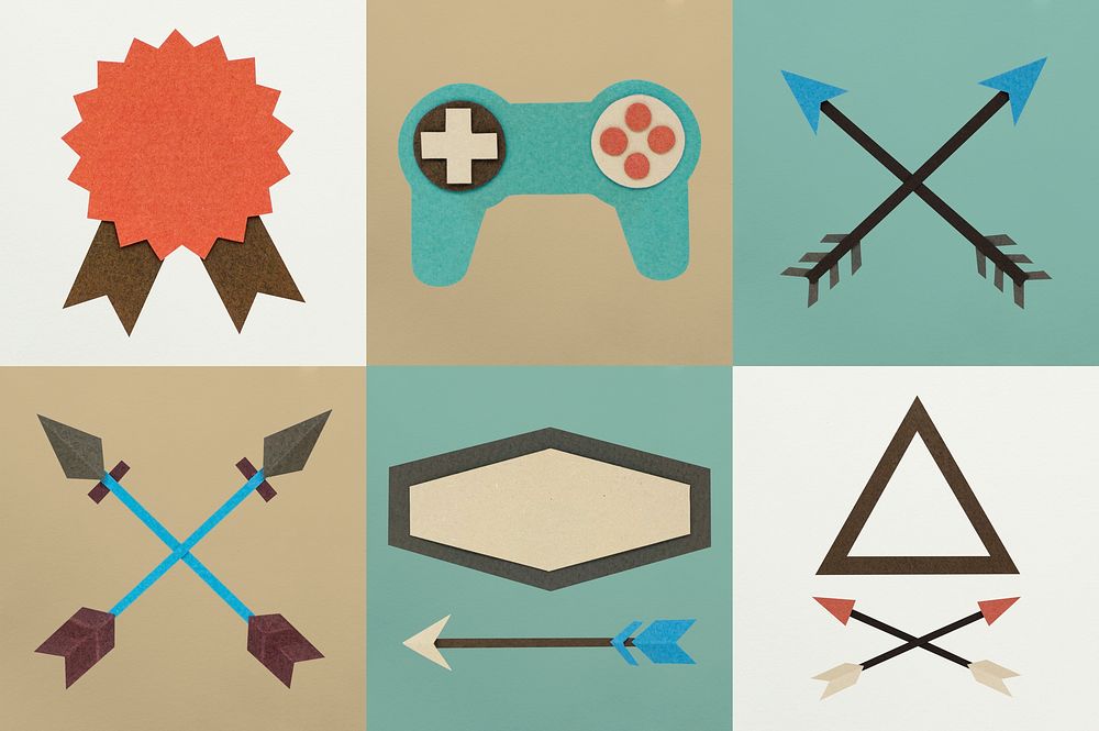 Paper craft props icon set