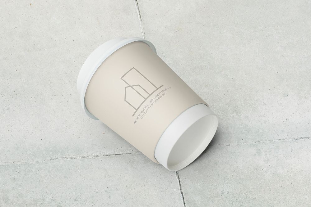 Paper cup mockup on the floor psd