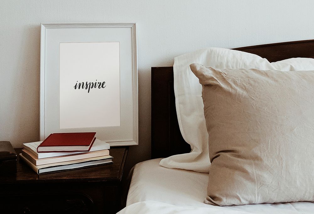 Inspire board mockup by the bedside table