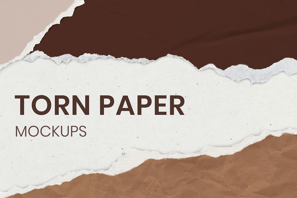 Torn paper background mockup psd earth tone handmade craft