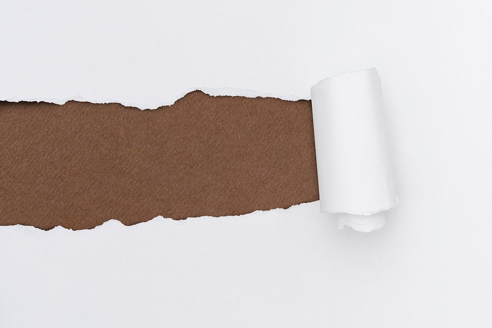 Ripped paper background mockup psd in white handmade craft