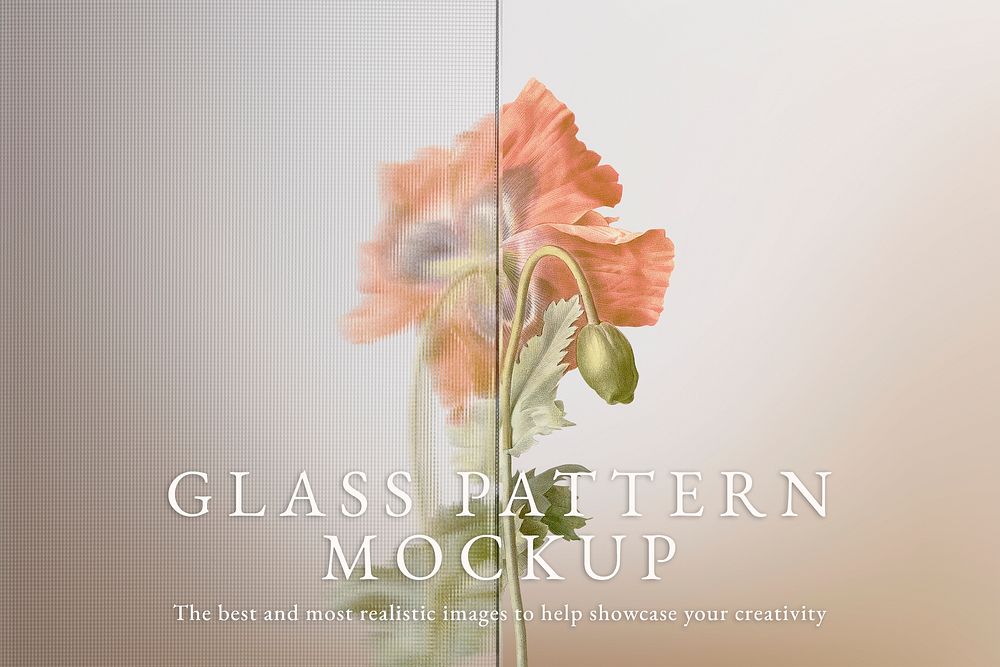 Glass mockup psd with flower