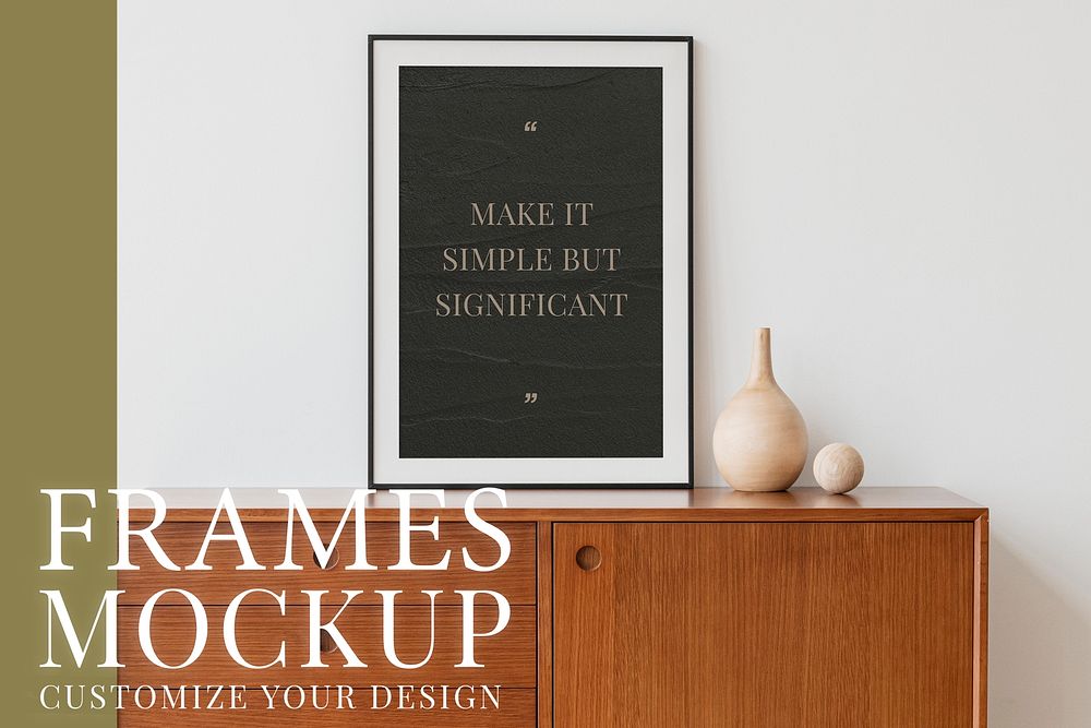 Picture frame mockup psd in a minimal room
