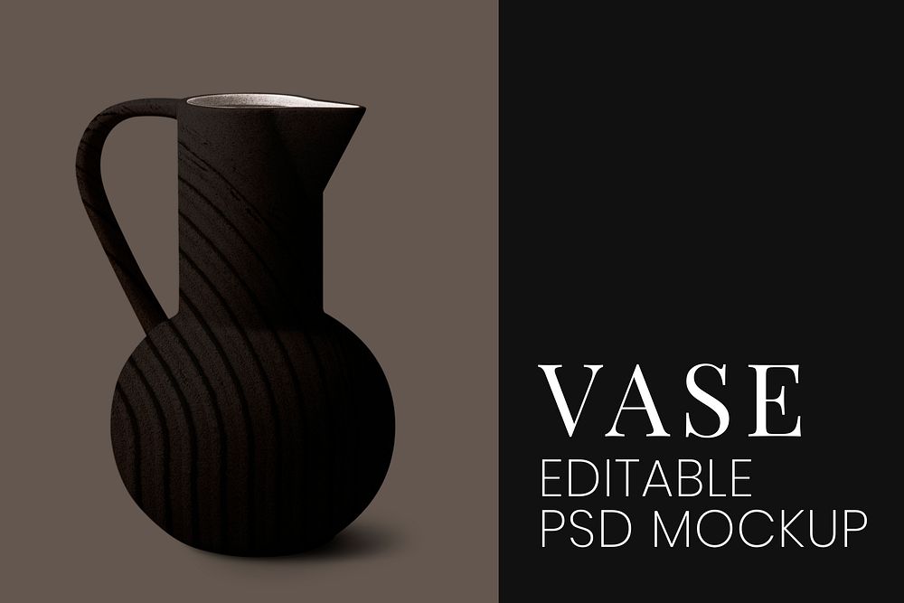 Textured ceramic jug mockup psd