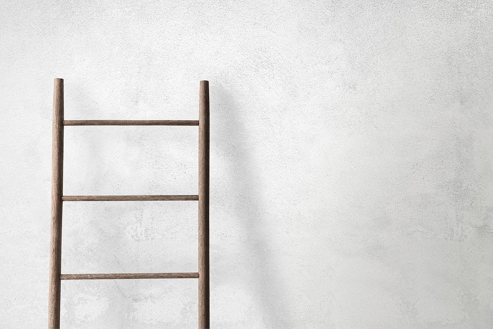 Wall mockup psd with a ladder leaning on it