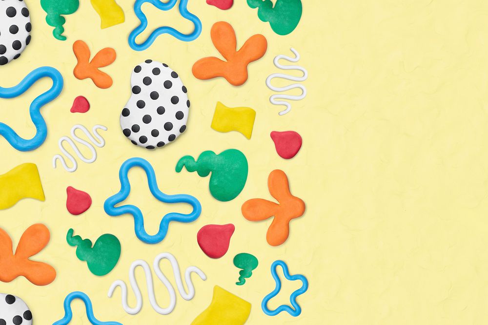 Plasticine clay patterned background psd in yellow colorful border DIY creative art for kids