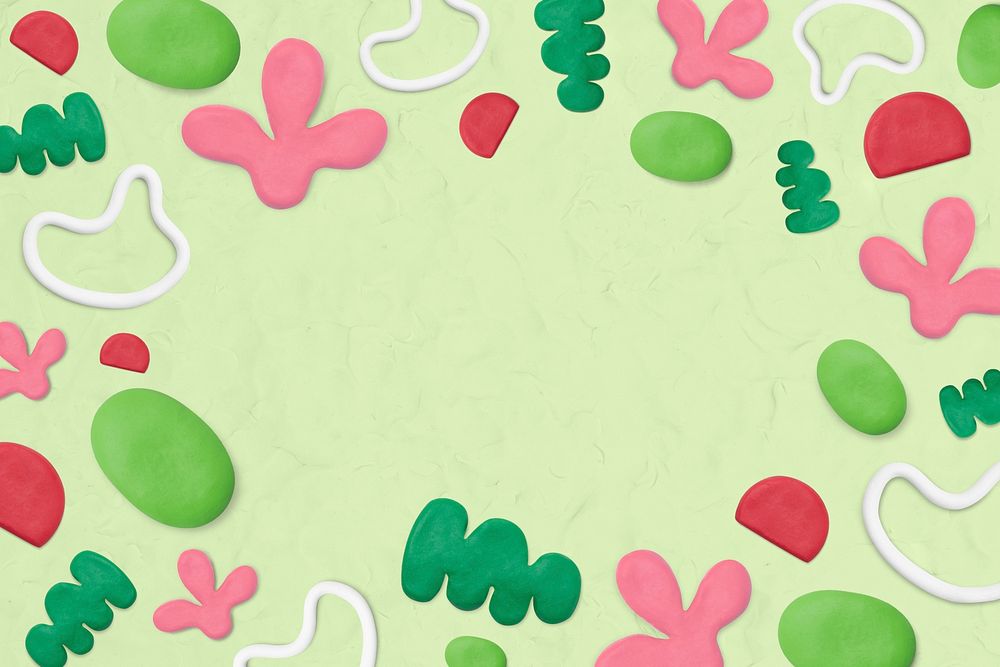 Kids clay patterned frame psd on green textured background creative craft for kids