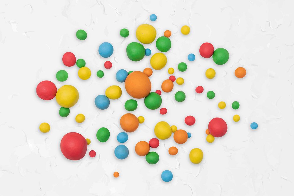 Colorful dry clay balls vector handmade creative art for kids