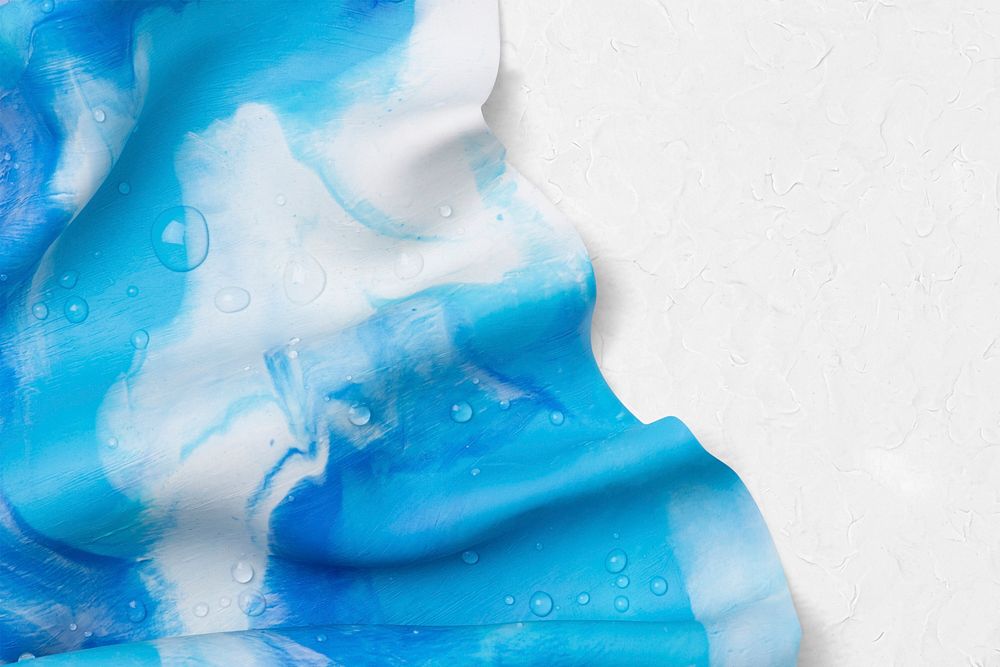 Blue tie dye border psd on plasticine clay textured aesthetic background DIY creative art